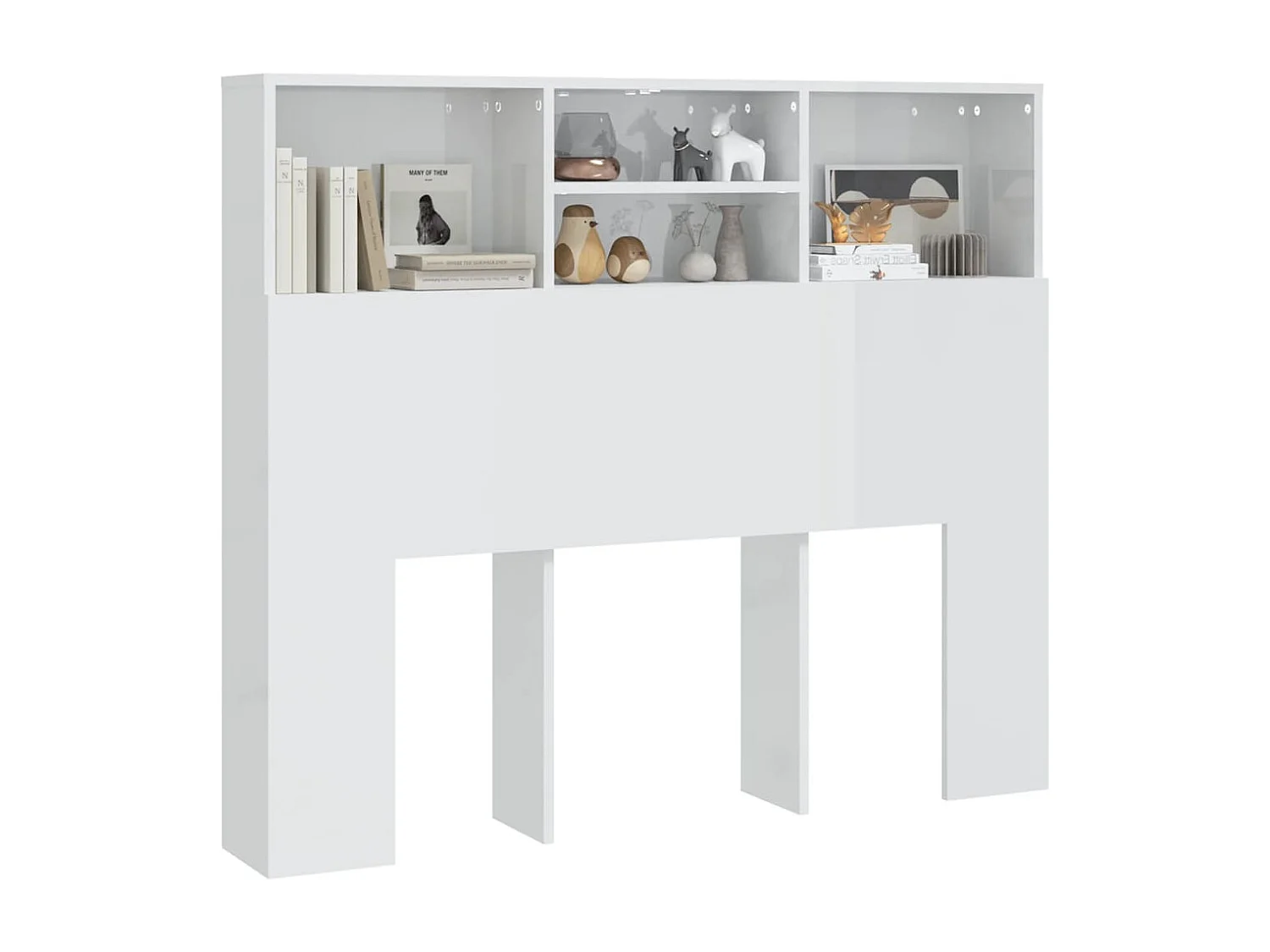 Kopfteil für Bett - Bett-Kopfteil mit Ablagen Hochglanz-Weiß 120x19x103,5 cm -MN294099