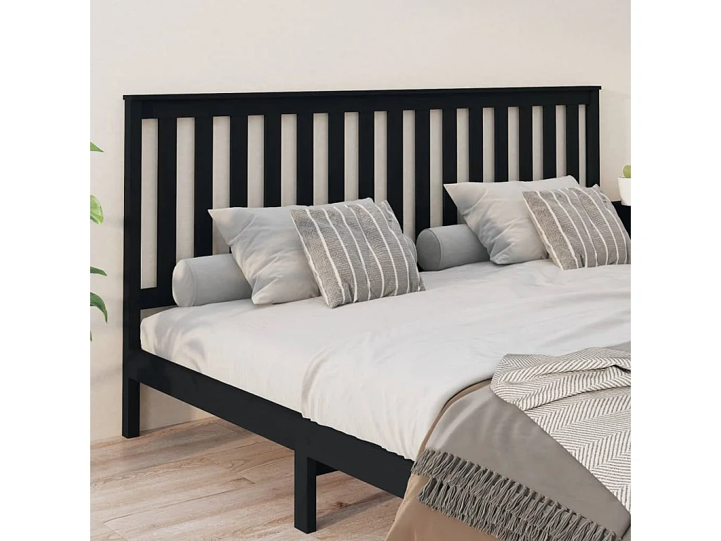 Kopfteil für Bett | Bett-Kopfteil Schwarz 206x6x101 cm Massivholz Kiefer -MN307375