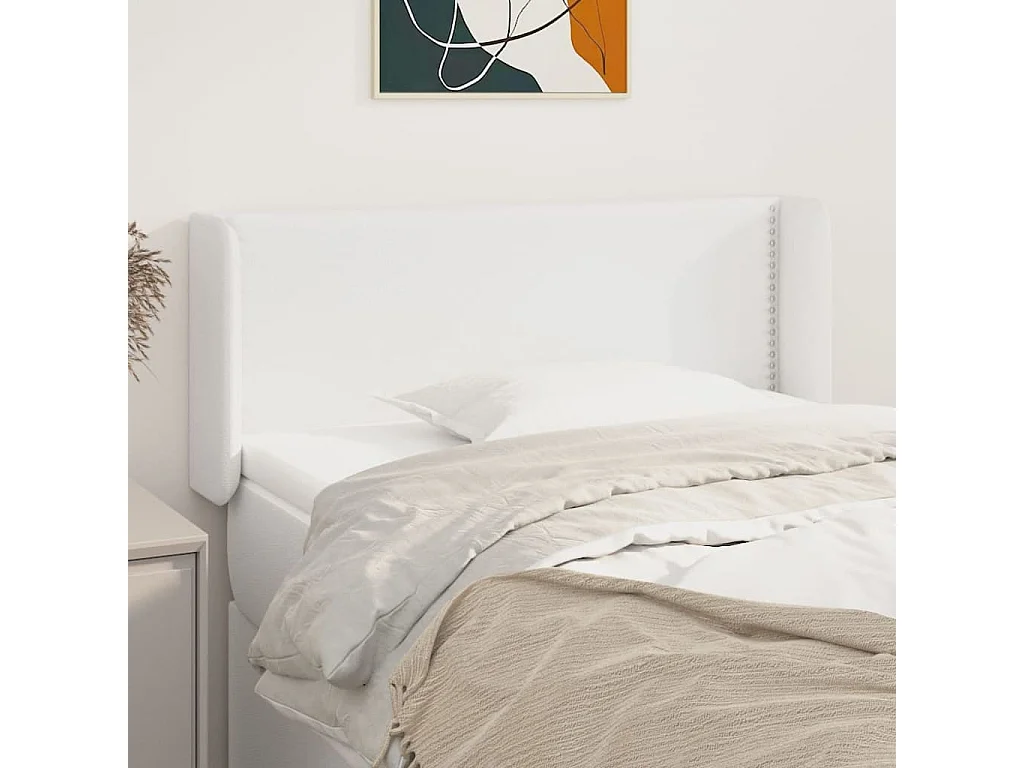 Kopfteil für Bett | Bett-Kopfteil mit Ohren Weiß 83x16x78/88 cm Kunstleder -MN972010
