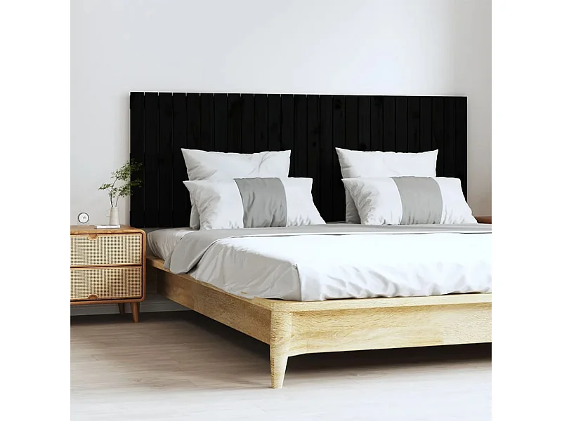 Wand-Kopfteil für Bett | Bett-Kopfteil Schwarz 166x3x60 cm Massivholz Kiefer -MN795278