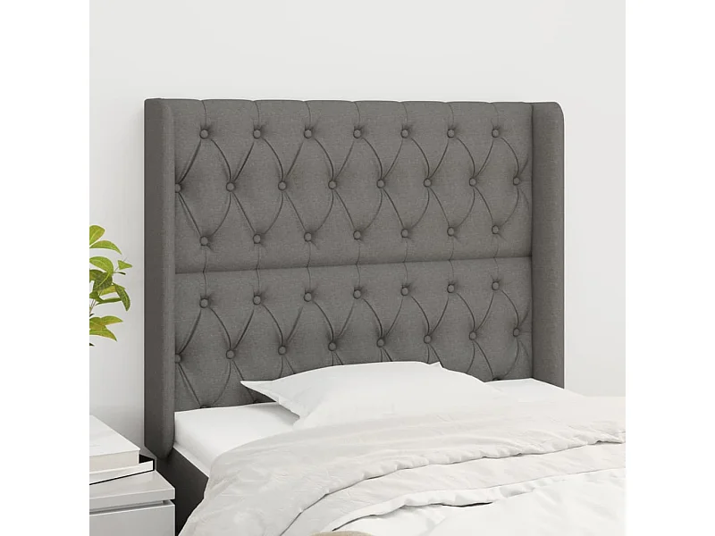Kopfteil für Bett | Bett-Kopfteil mit Ohren Dunkelgrau 93x16x118/128 cm Stoff -MN484858