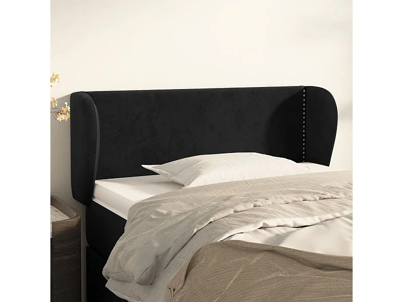 Kopfteil für Bett | Bett-Kopfteil mit Ohren Schwarz 103x23x78/88 cm Samt -MN287134