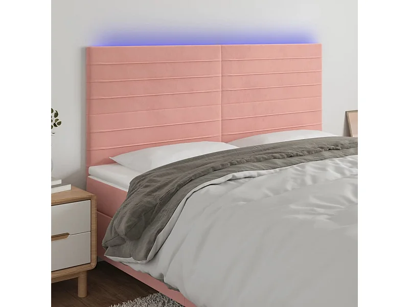 LED - Kopfteil für Bett | Bett-Kopfteil Rosa 200x5x118/128 cm Samt -MN877364