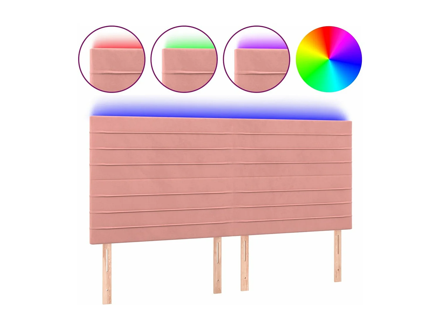 LED - Kopfteil für Bett | Bett-Kopfteil Rosa 200x5x118/128 cm Samt -MN877364