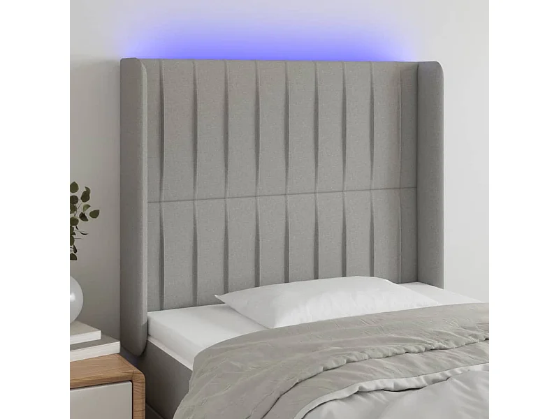 LED - Kopfteil für Bett | Bett-Kopfteil Hellgrau 93x16x118/128 cm Stoff -MN866714