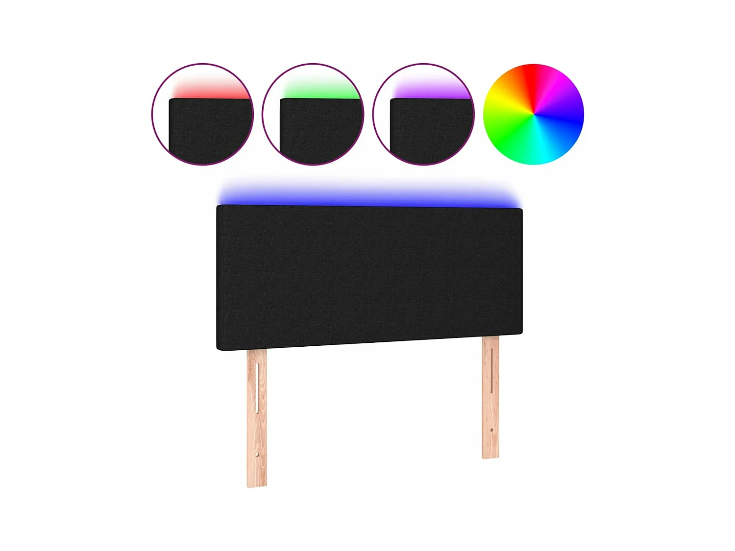 LED - Kopfteil für Bett | Bett-Kopfteil Schwarz 90x5x78/88 cm Stoff -MN131845