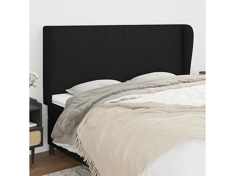 Kopfteil für Bett | Bett-Kopfteil mit Ohren Schwarz 183x23x118/128 cm Stoff -MN822186