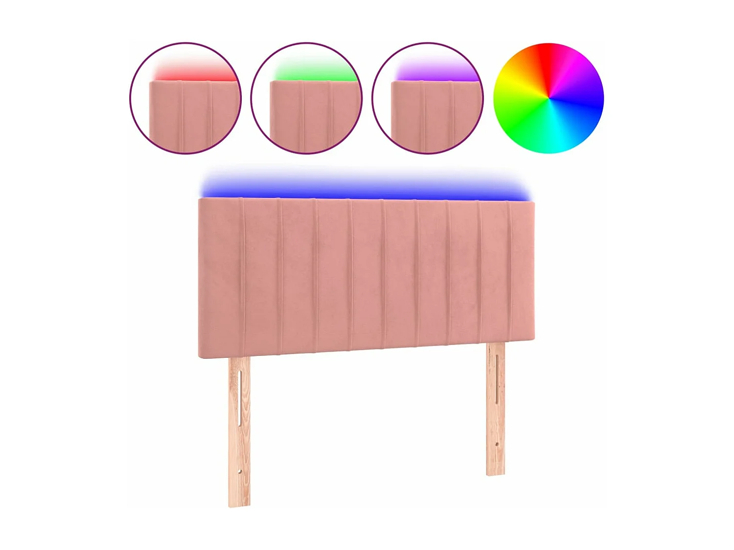 LED - Kopfteil für Bett | Bett-Kopfteil Rosa 100x5x78/88 cm Samt -MN987049