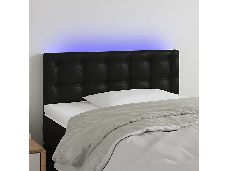LED - Kopfteil für Bett | Bett-Kopfteil Schwarz 90x5x78/88 cm Kunstleder -MN931105