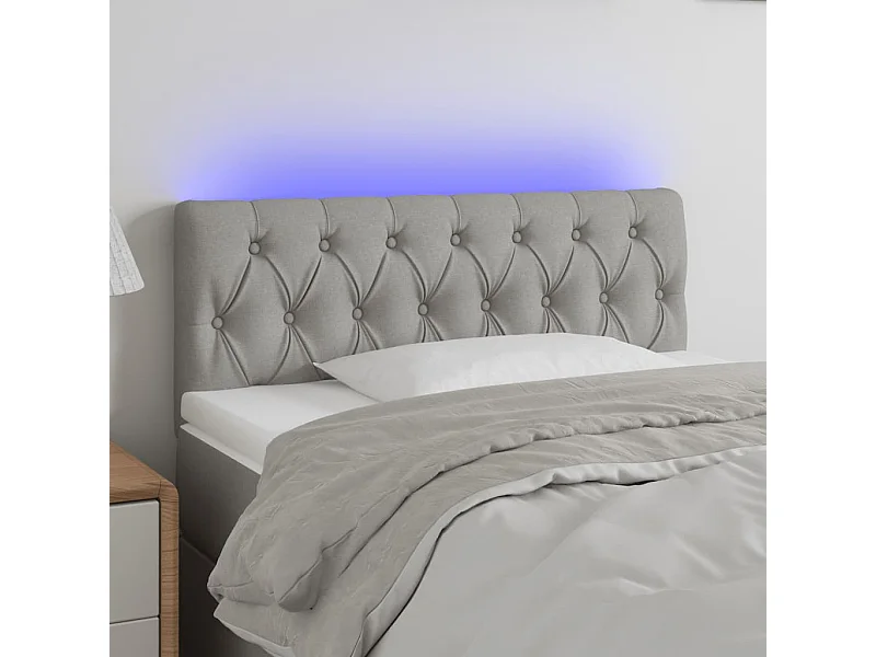 LED - Kopfteil für Bett | Bett-Kopfteil Hellgrau 90x7x78/88 cm Stoff -MN986574