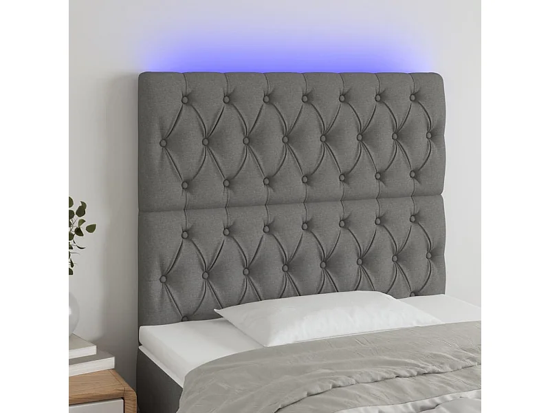 LED - Kopfteil für Bett | Bett-Kopfteil Dunkelgrau 100x7x118/128 cm Stoff -MN332788