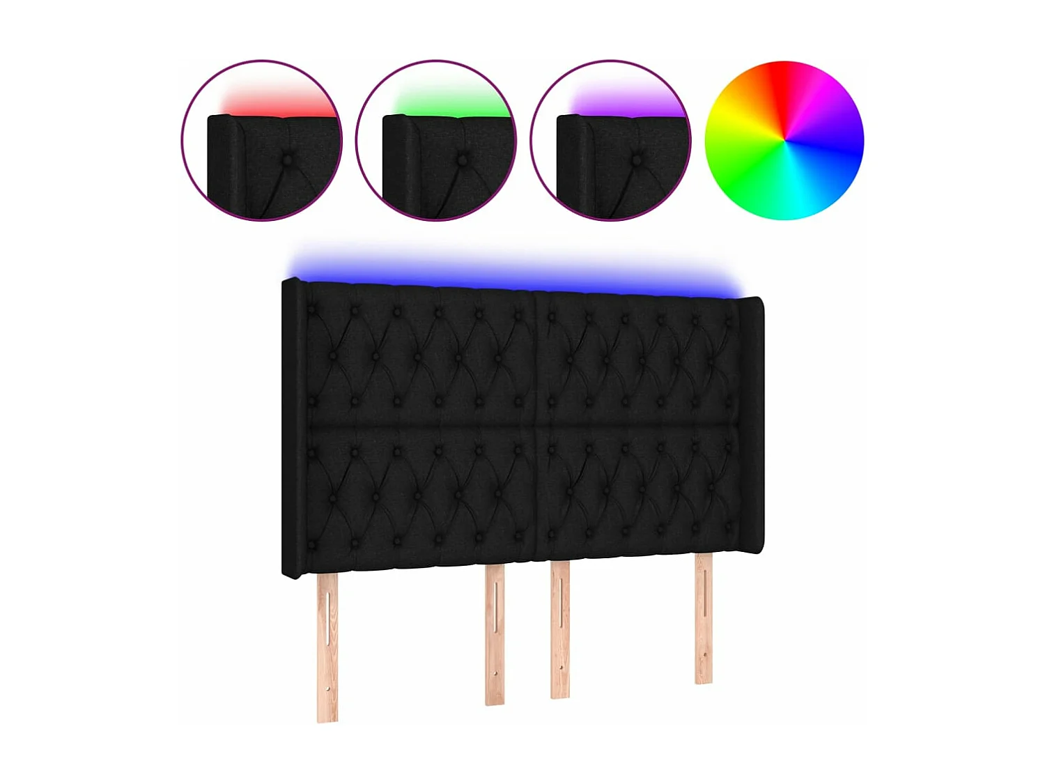 LED - Kopfteil für Bett | Bett-Kopfteil Schwarz 163x16x118/128 cm Stoff -MN181155