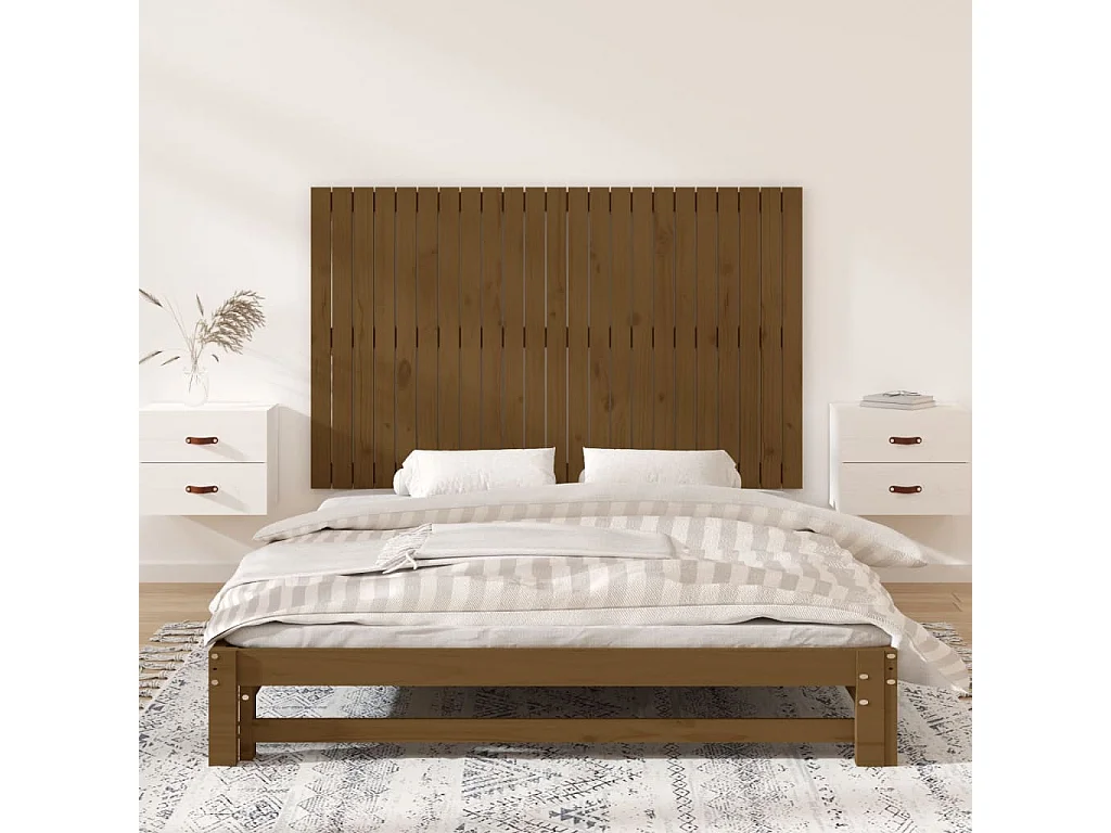 Wand-Kopfteil für Bett | Bett-Kopfteil Honigbraun 147x3x90 cm Massivholz Kiefer -MN457655