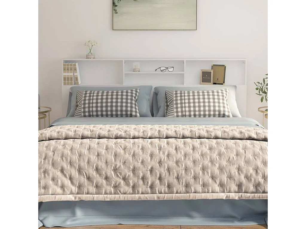 Kopfteil für Bett | Bett-Kopfteil mit Ablagen Weiß 200x19x103,5 cm -MN836157