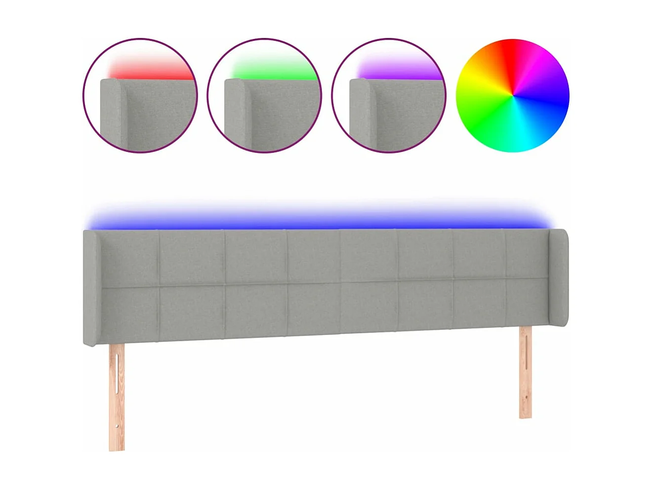 LED - Kopfteil für Bett | Bett-Kopfteil Hellgrau 183x16x78/88 cm Stoff -MN874275