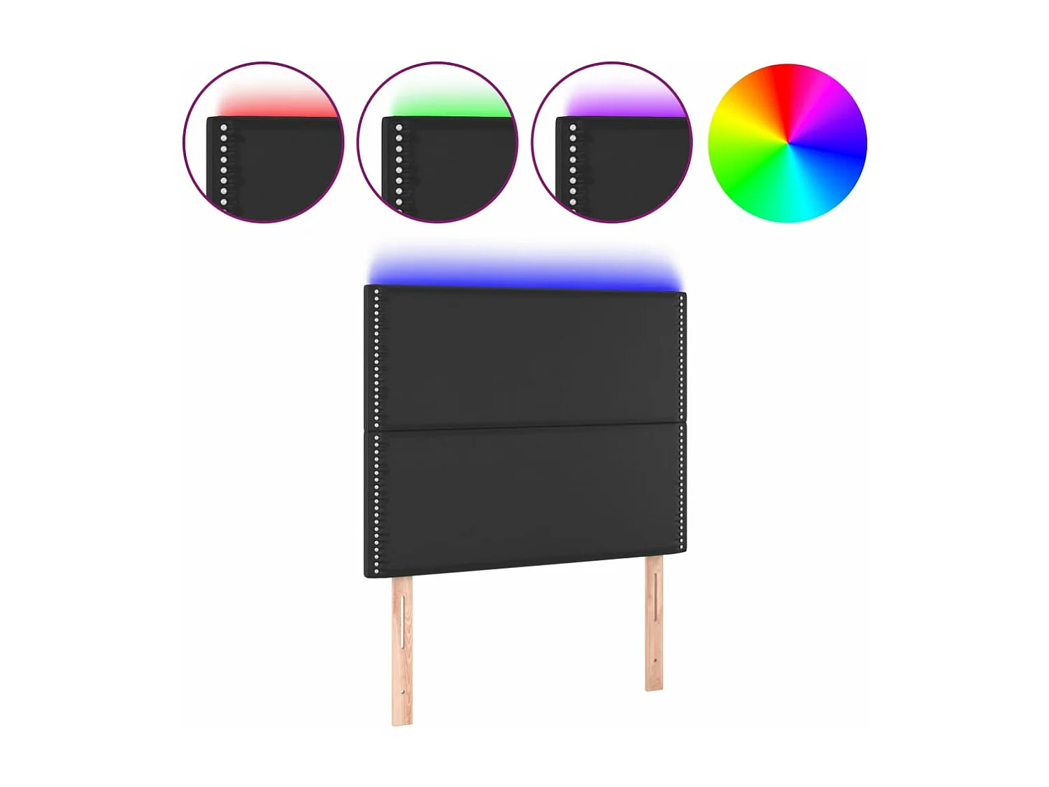 LED - Kopfteil für Bett | Bett-Kopfteil Schwarz 90x5x118/128 cm Kunstleder  -MN186280