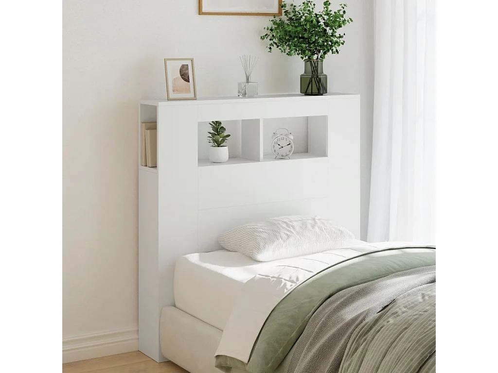 LED-Kopfteil für Bett | Bett-Kopfteil Weiß 100x18,5x103,5 cm Holzwerkstoff -MN801595
