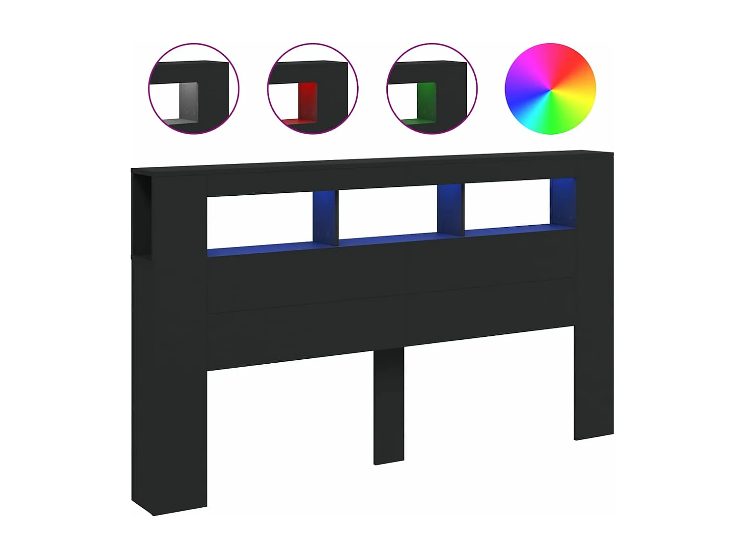 LED-Kopfteil für Bett | Bett-Kopfteil Schwarz 180x18,5x103,5 cm Holzwerkstoff -MN324383