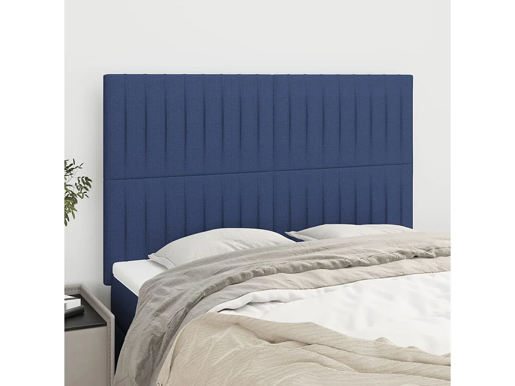 4er Kopfteil für Bett | Bett-Kopfteile Blau 72x5x78/88 cm Stoff -MN930823