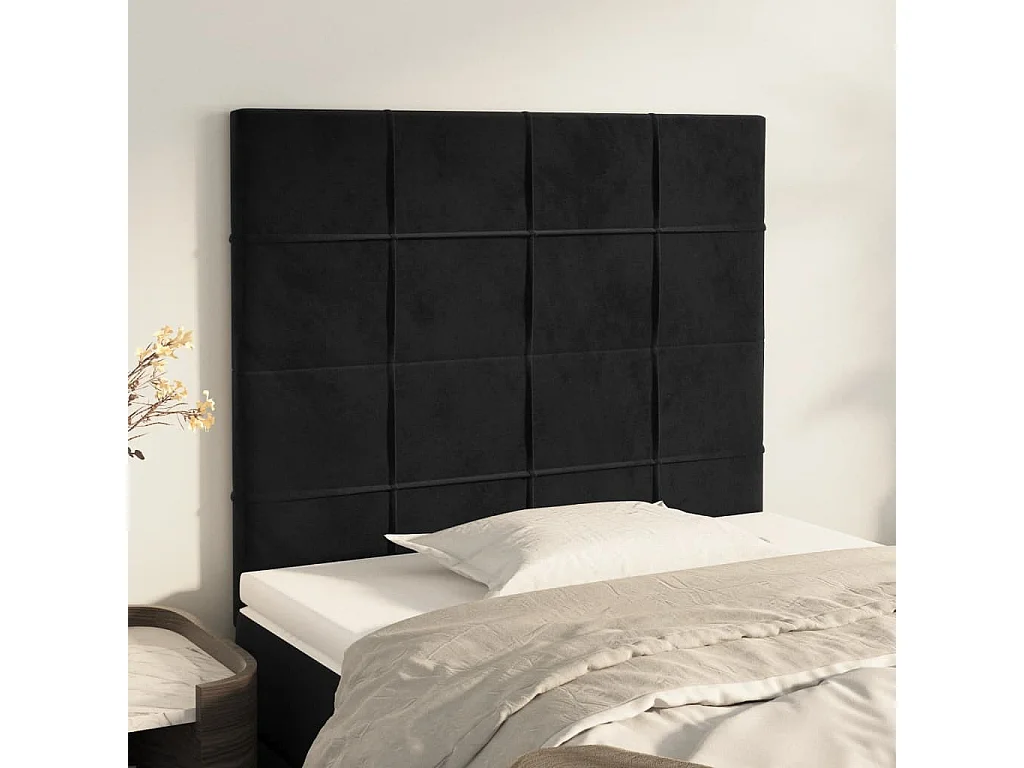 2er Kopfteil für Bett | Bett-Kopfteile Schwarz 100x5x78/88 cm Samt -MN789242