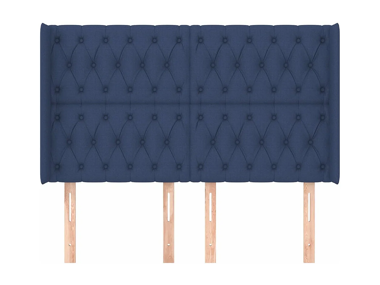 Kopfteil für Bett | Bett-Kopfteil mit Ohren Blau 163x16x118/128 cm Stoff -MN955414