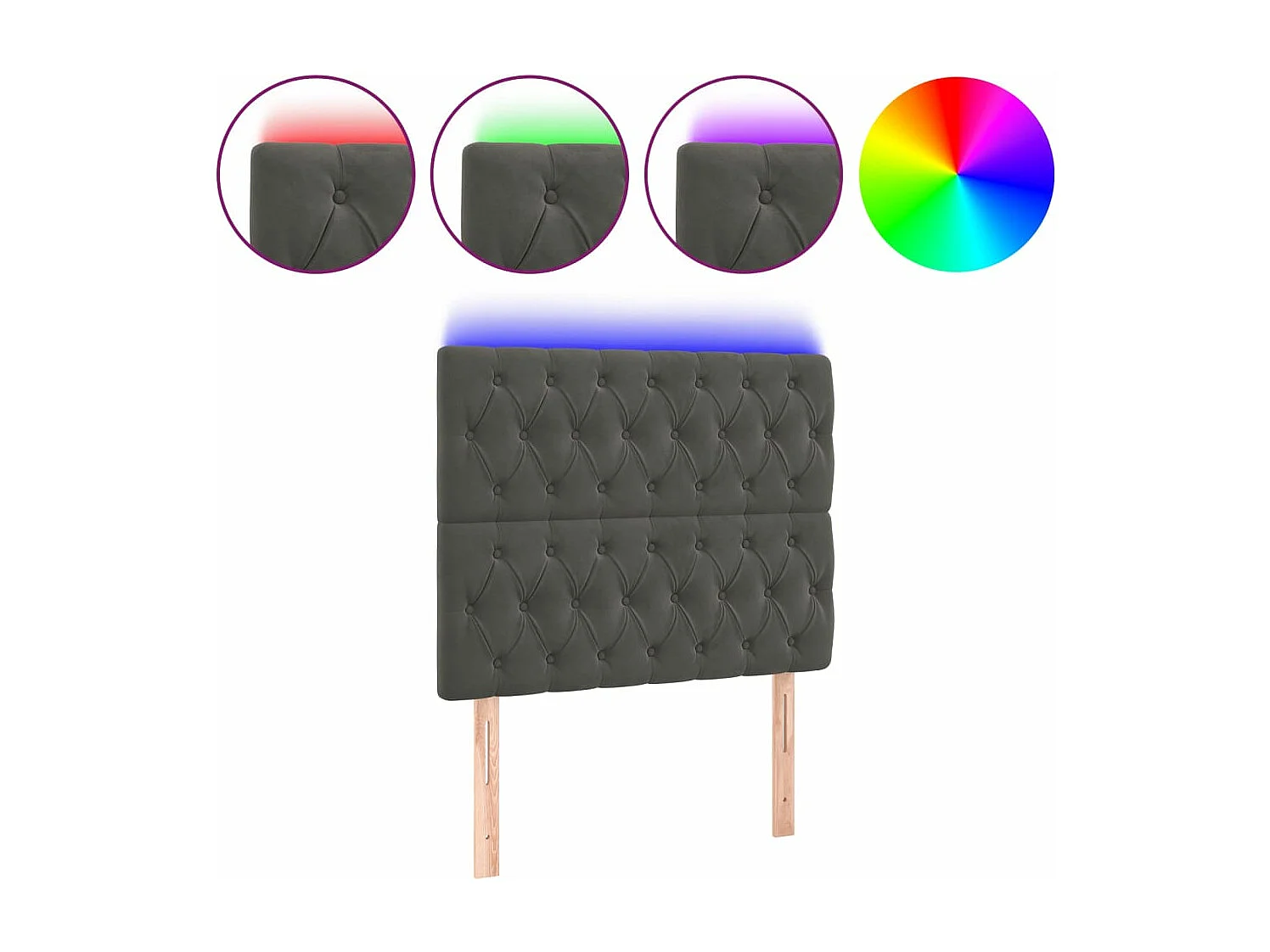 LED - Kopfteil für Bett | Bett-Kopfteil Dunkelgrau 100x7x118/128 cm Samt -MN759451