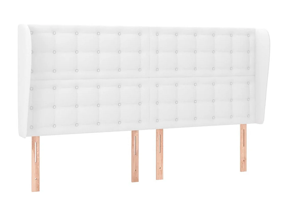 Kopfteil für Bett | Bett-Kopfteil mit Ohren Weiß 203x23x118/128 cm Kunstleder -MN202631