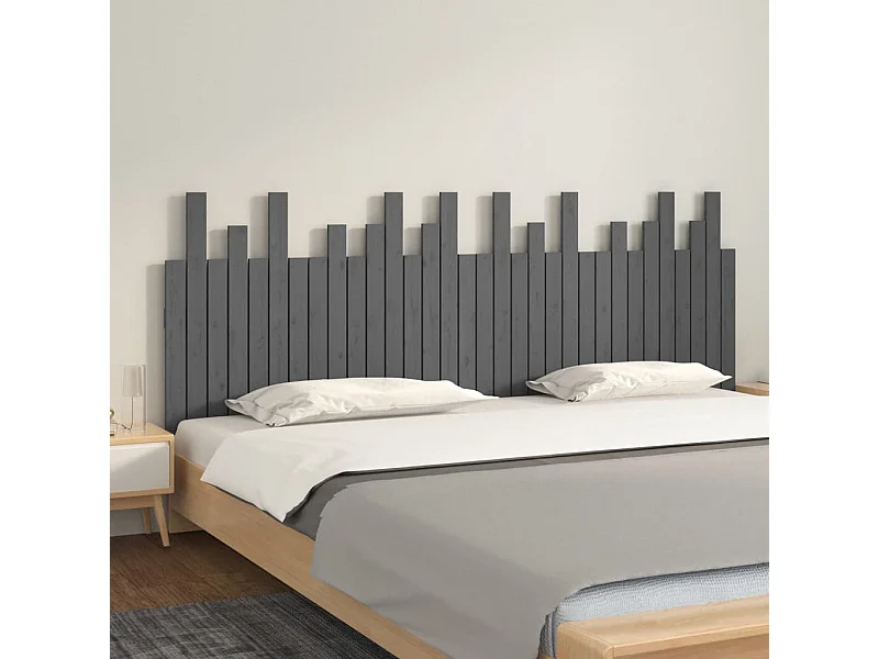 Wand-Kopfteil für Bett | Bett-Kopfteil Grau 204x3x80 cm Massivholz Kiefer -MN905852