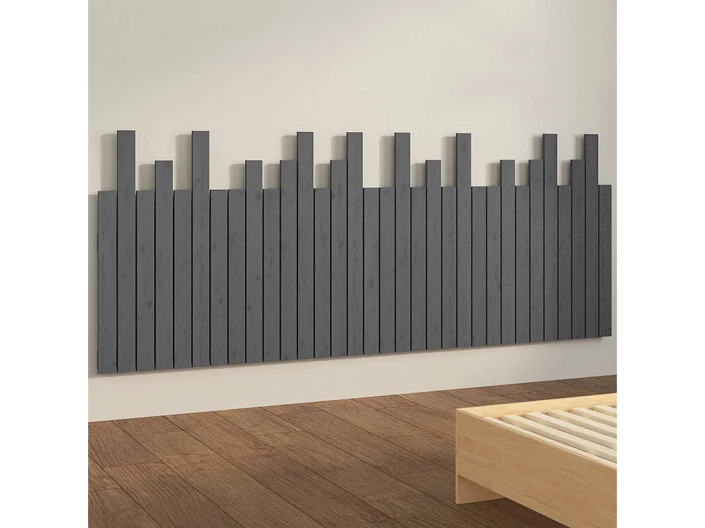 Wand-Kopfteil für Bett | Bett-Kopfteil Grau 204x3x80 cm Massivholz Kiefer -MN905852