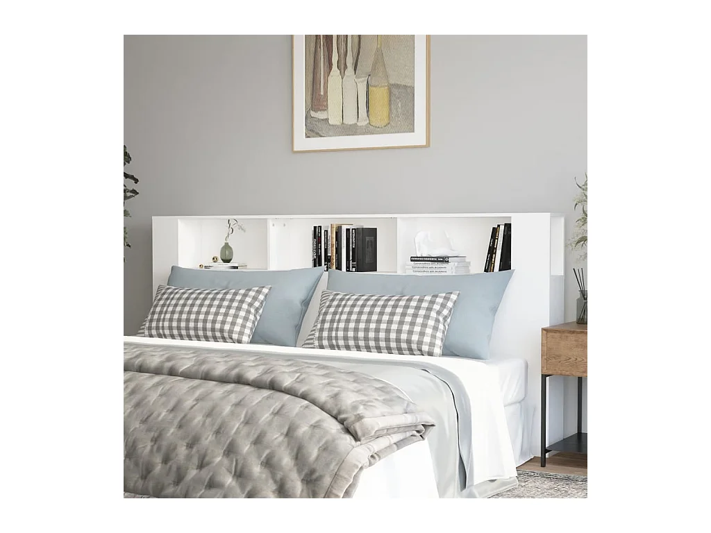 Kopfteil für Bett | Bett-Kopfteil mit Ablagen Weiß 220x18,5x104,5 cm -MN479642