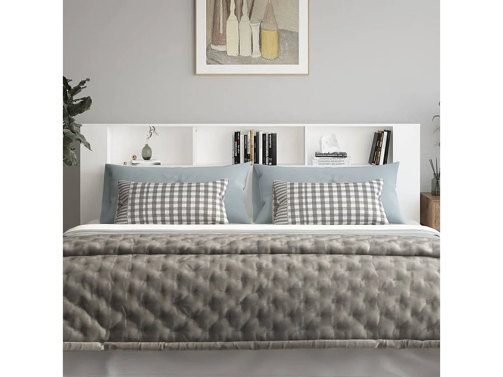 Kopfteil für Bett | Bett-Kopfteil mit Ablagen Weiß 220x18,5x104,5 cm -MN479642