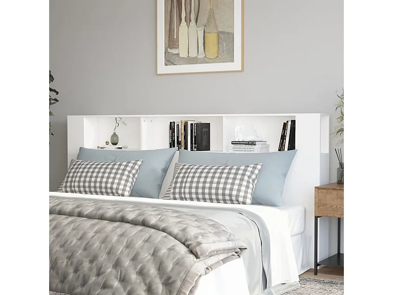 Kopfteil für Bett | Bett-Kopfteil mit Ablagen Weiß 220x18,5x104,5 cm -MN479642