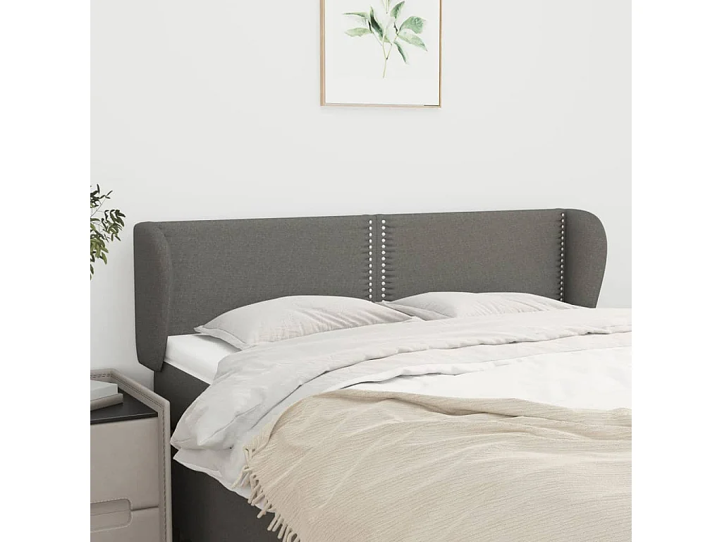 Kopfteil für Bett | Bett-Kopfteil mit Ohren Dunkelgrau 147x23x78/88 cm Stoff -MN330290