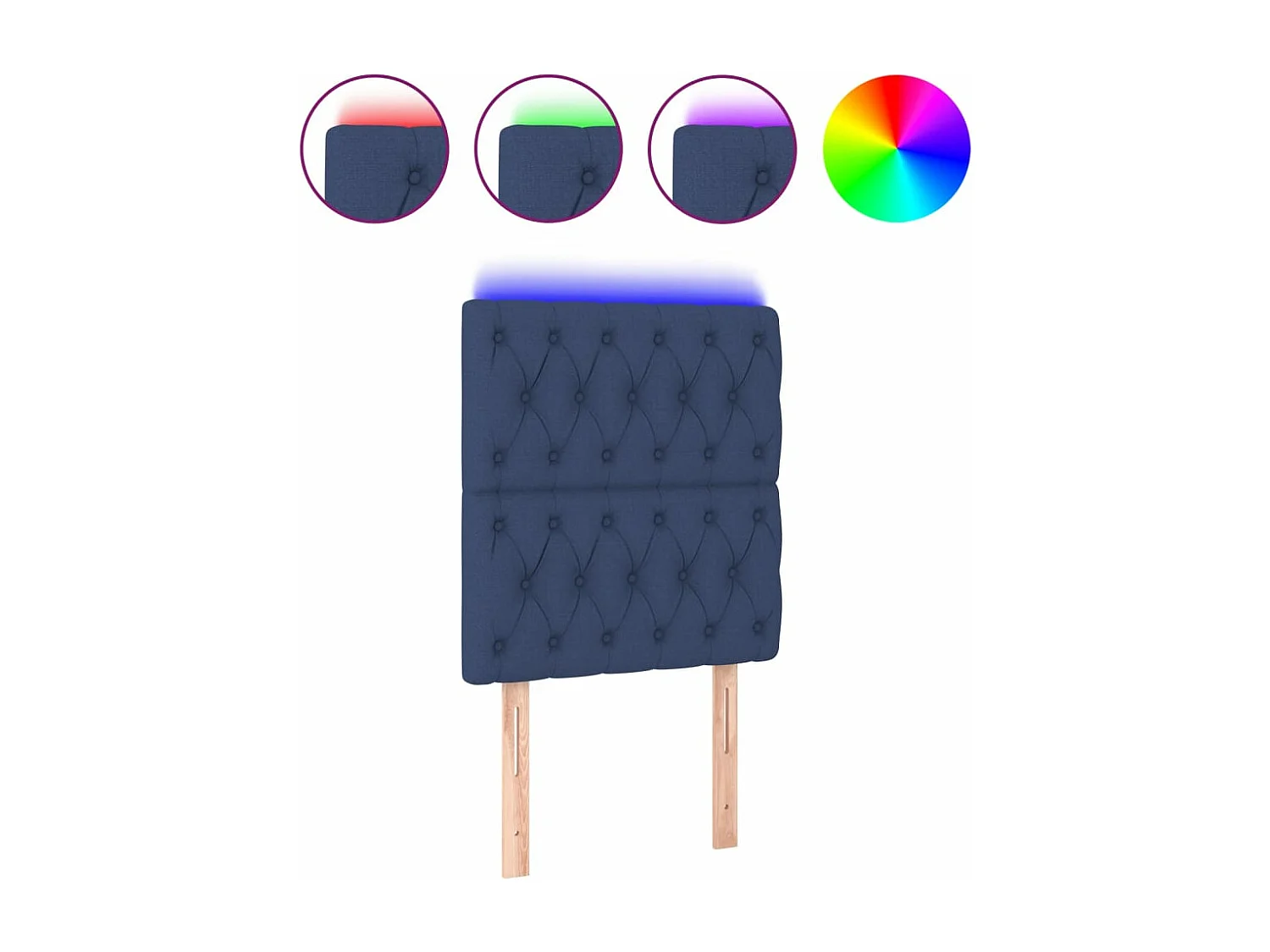 LED - Kopfteil für Bett | Bett-Kopfteil Blau 80x7x118/128 cm Stoff -MN201476