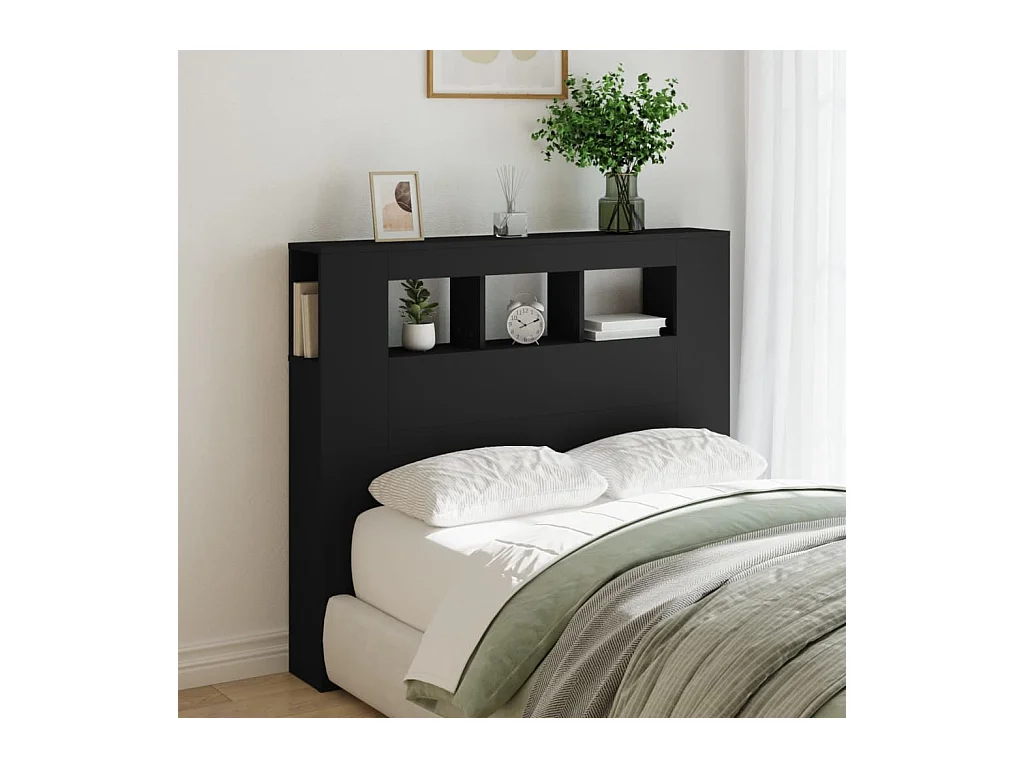 LED-Kopfteil für Bett | Bett-Kopfteil Schwarz 120x18,5x103,5 cm Holzwerkstoff -MN163219