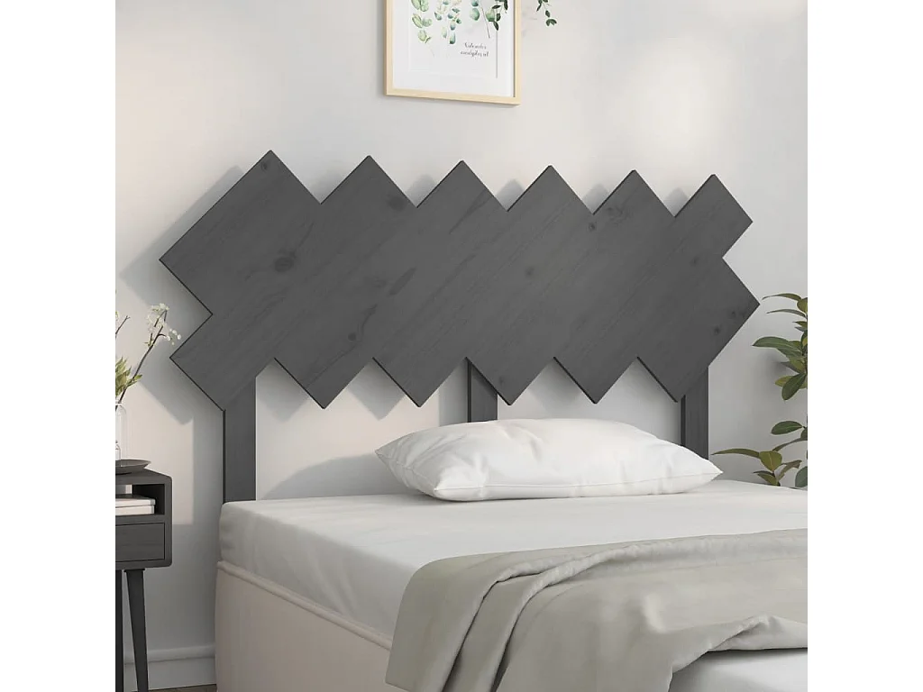 Kopfteil für Bett - Bett-Kopfteil Grau 132x3x81 cm Massivholz Kiefer -MN520146