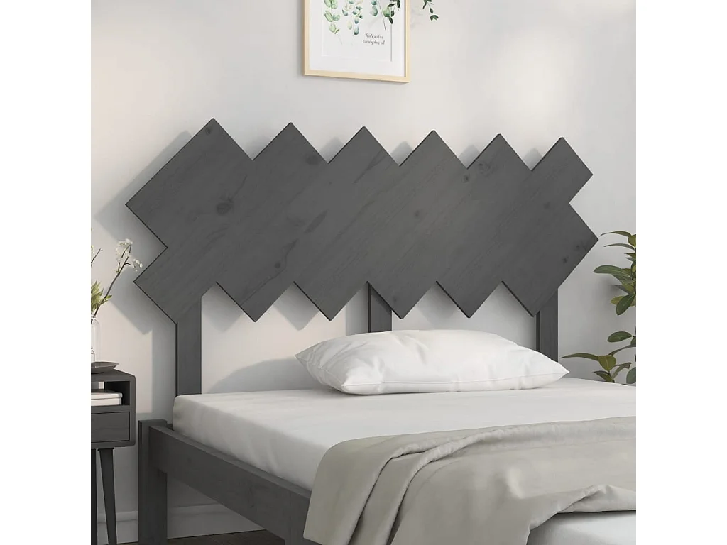 Kopfteil für Bett - Bett-Kopfteil Grau 132x3x81 cm Massivholz Kiefer -MN520146