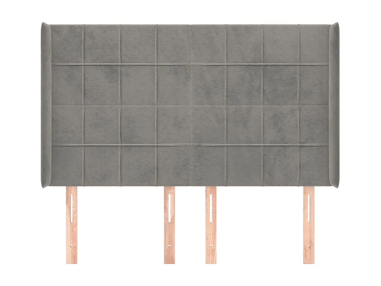 Kopfteil für Bett | Bett-Kopfteil mit Ohren Hellgrau 147x16x118/128 cm Samt -MN402496