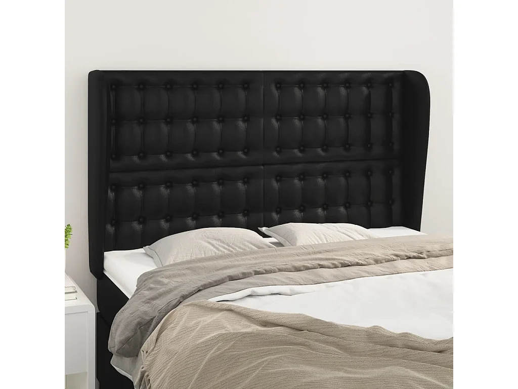 Kopfteil für Bett | Bett-Kopfteil mit Ohren Schwarz 147x23x118/128 cm Kunstleder -MN579578