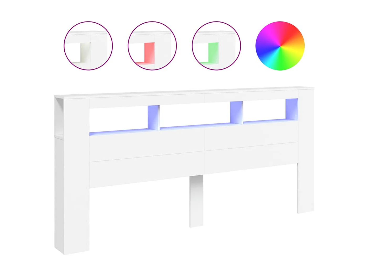 LED-Kopfteil für Bett | Bett-Kopfteil Weiß 220x18,5x103,5 cm Holzwerkstoff -MN899980