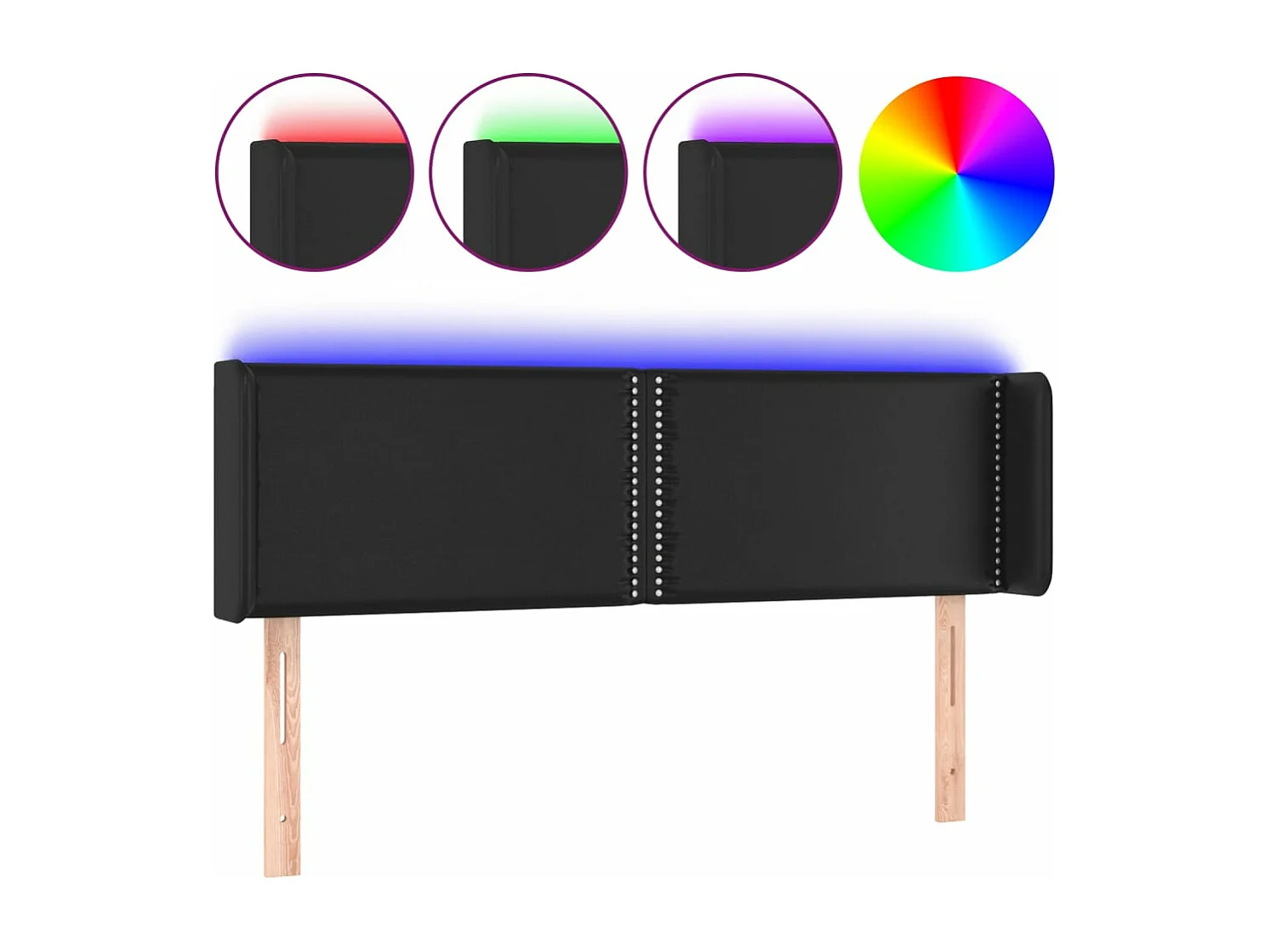 LED - Kopfteil für Bett | Bett-Kopfteil Schwarz 147x16x78/88 cm Kunstleder -MN821616