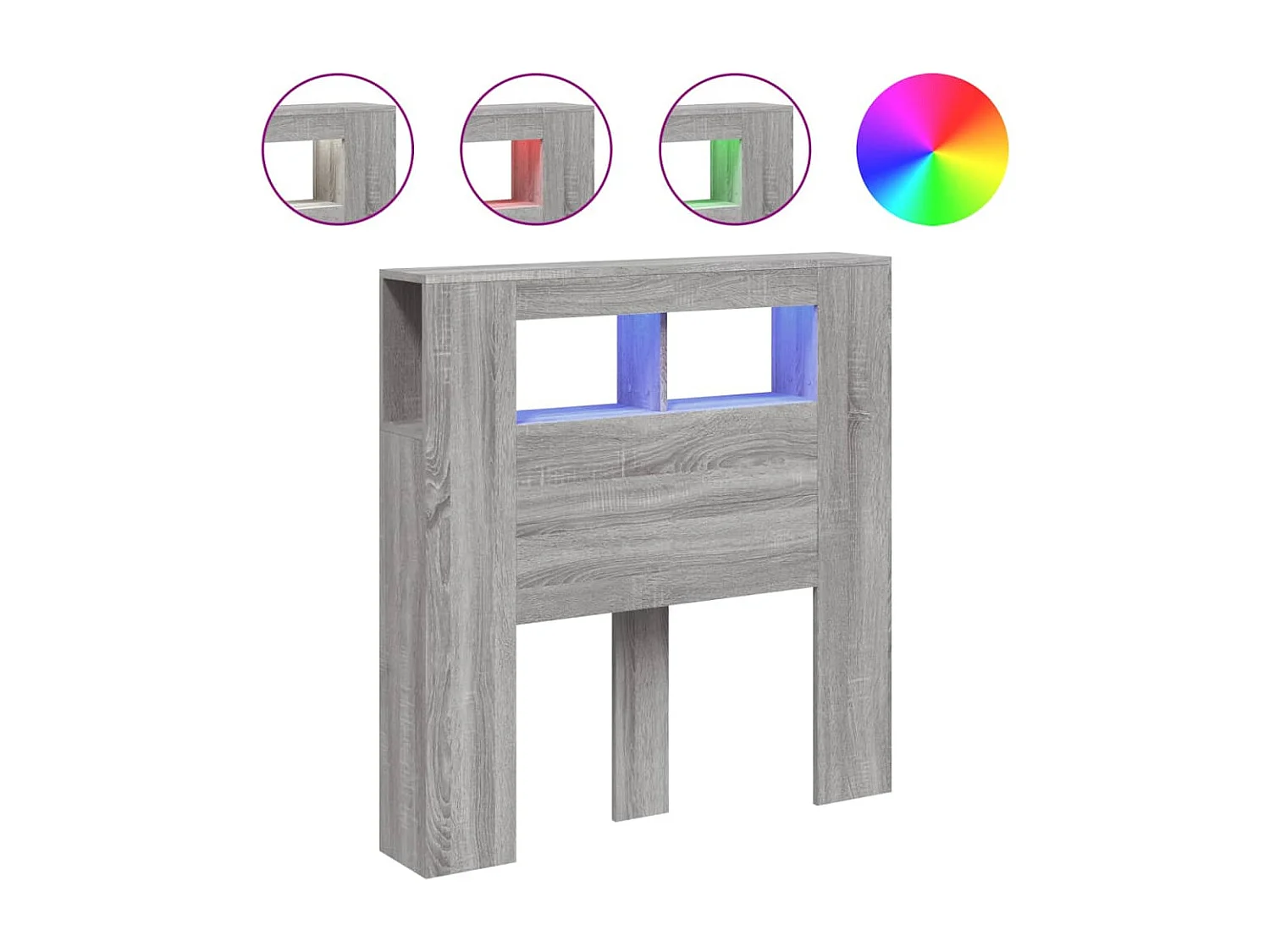 LED-Kopfteil für Bett | Bett-Kopfteil Grau Sonoma 100x18,5x103,5 cm Holzwerkstoff -MN495045