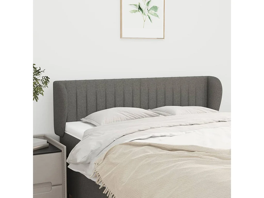 Kopfteil für Bett | Bett-Kopfteil mit Ohren Dunkelgrau 147x23x78/88 cm Stoff -MN641092
