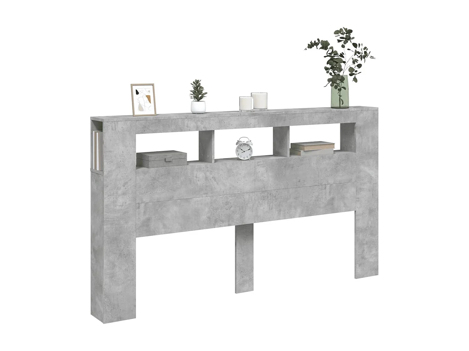 LED-Kopfteil für Bett | Bett-Kopfteil Betongrau 180x18,5x103,5 cm Holzwerkstoff -MN410193