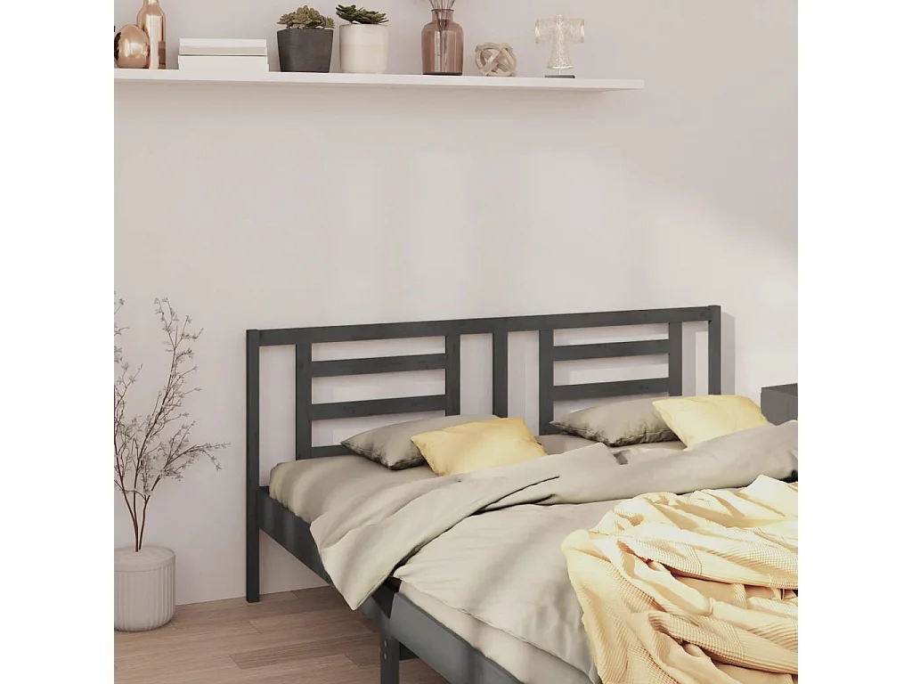 Kopfteil für Bett | Bett-Kopfteil Grau 206x4x100 cm Massivholz Kiefer -MN936611