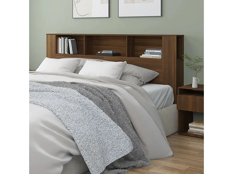 Kopfteil für Bett | Bett-Kopfteil mit Ablagen Braun Eichen-Optik 200x18,5x104,5 cm -MN967636