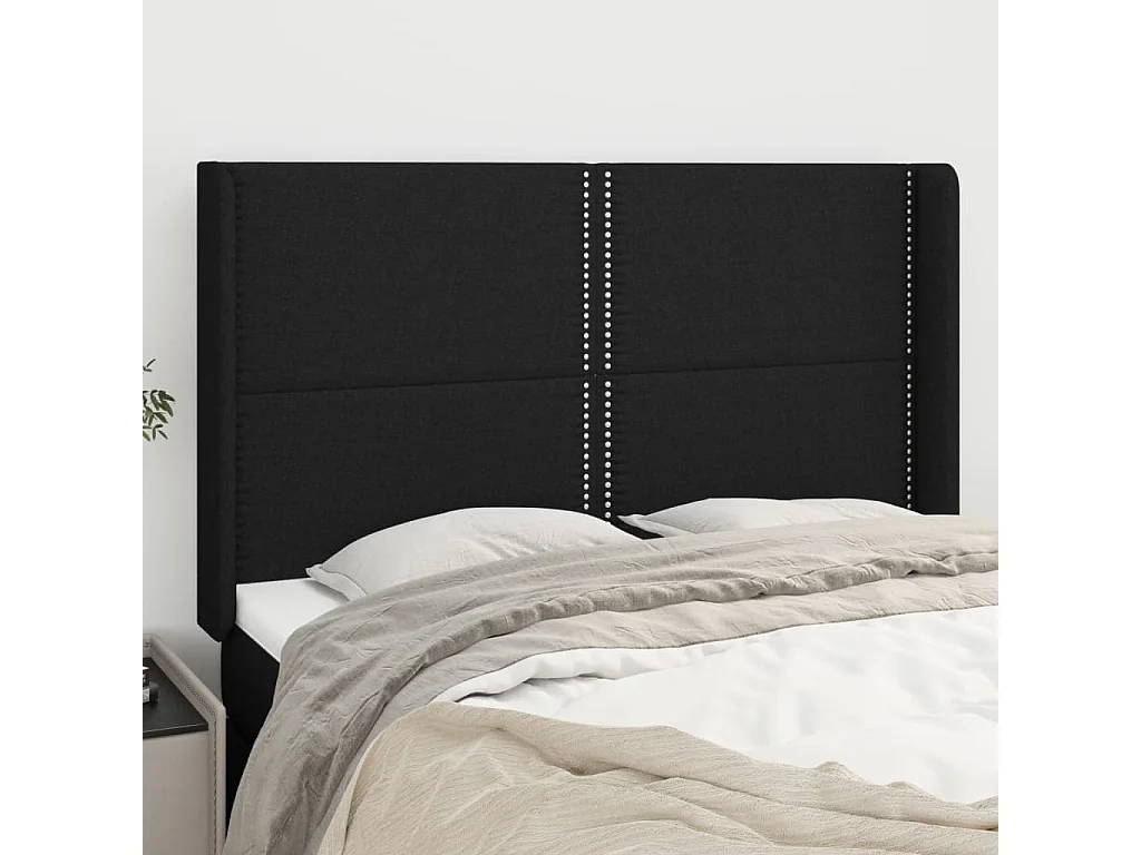 Kopfteil für Bett | Bett-Kopfteil mit Ohren Schwarz 147x16x118/128 cm Stoff -MN930436