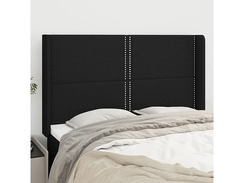 Kopfteil für Bett | Bett-Kopfteil mit Ohren Schwarz 147x16x118/128 cm Stoff -MN930436