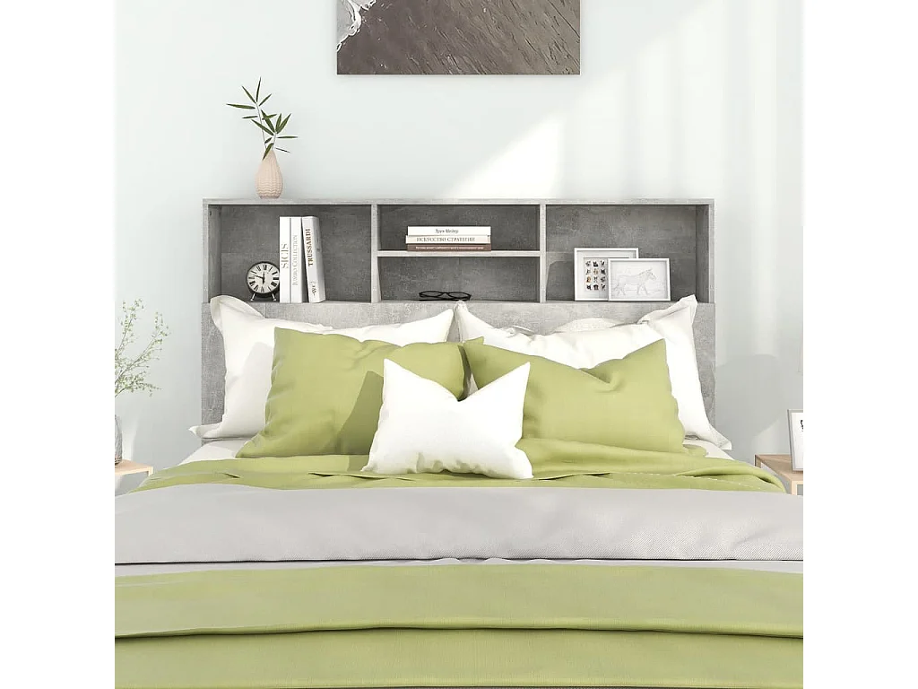 Kopfteil für Bett | Bett-Kopfteil mit Ablagen Betongrau 140x19x103,5 cm -MN575931