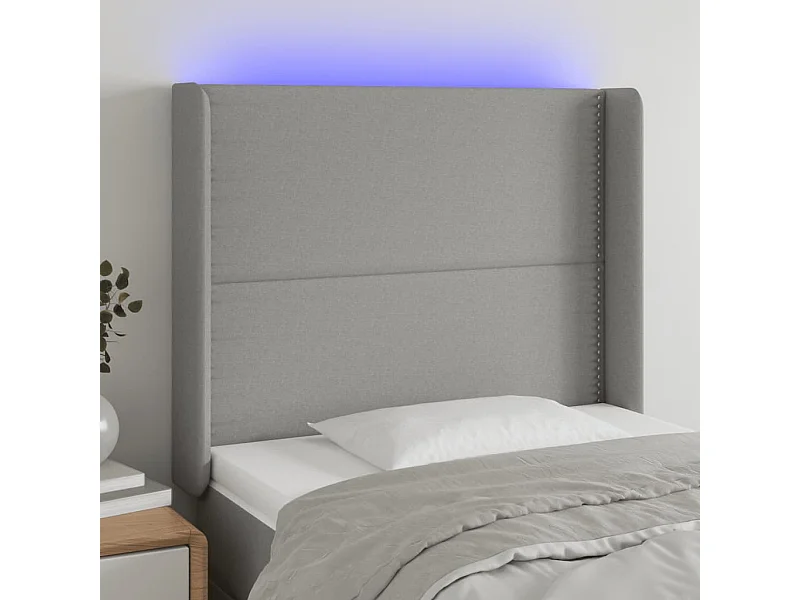 LED - Kopfteil für Bett | Bett-Kopfteil Hellgrau 103x16x118/128 cm Stoff -MN681139